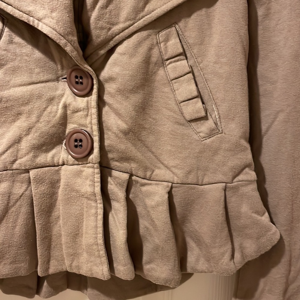 Mike & Chris Fleece Peplum Jacket Taupe Small - Picture 5 of 10